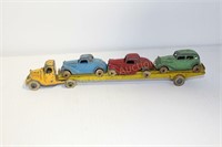 TOOTSIETOY TRUCK, TRAILER AND CARS