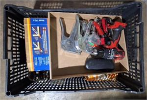 (TU) Variety of tools, staplers, drill, fuses,