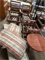 WOOD PATIO FURNITURE-SOME CUSHIONS