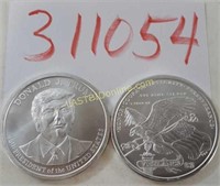2 Trump 5 Tr. oz. .999 Silver Rounds