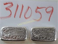 2 Pioneer Metals 5 Tr. oz. Chunky .999 Silver Bars