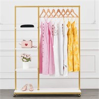 BOSURU Gold Clothes Rack w/ 4-Tier Shelves