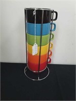 Multi-colored stacking mugs