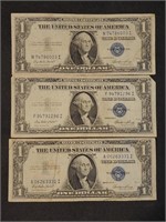3- 1935 $1 Silver Certificates