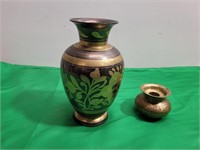 (2) Brass Items, Vase & Candle Holder