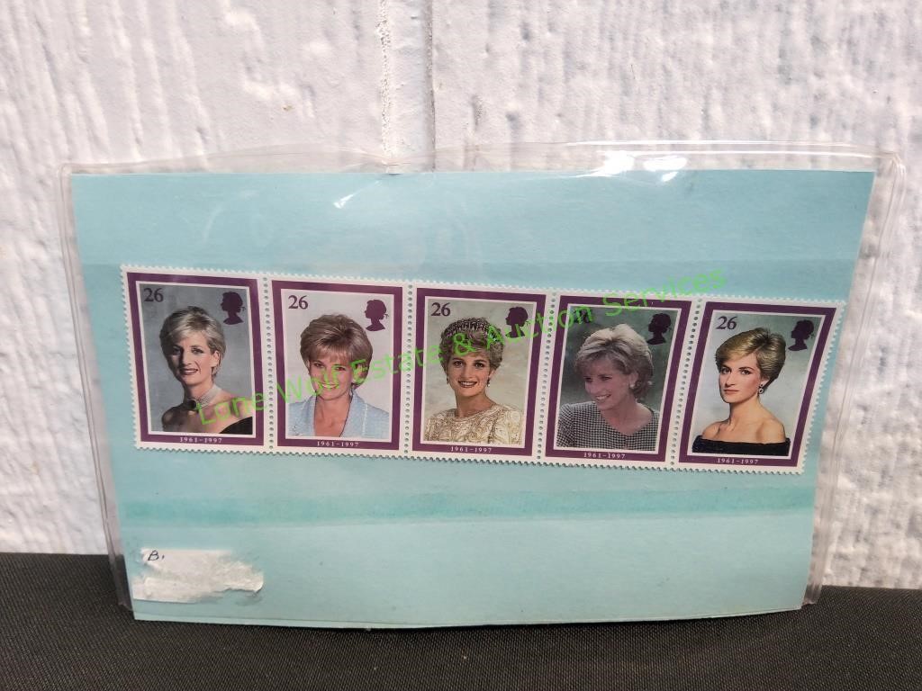 Princess Diana Collector Stamps, 5ct w/ COA