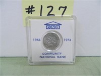 1964 Rosy Dime AU in Bank Holder