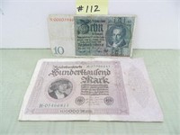 100,000 Marks Reichsbanknote, 1924-29 10 Marks