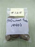 (90) Wheat Cents 1940’s