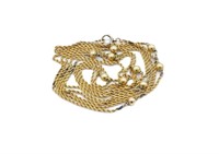 Antique 9ct yellow gold rope & ball long