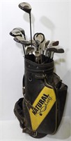 Natural Golf Bag w/ Set of Irons & Woods