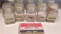 Vintage Glass Spice Jars (10) & American Maid