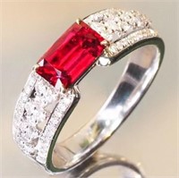 1.24ct Pigeon Blood Red Ruby 18Kt Gold Ring