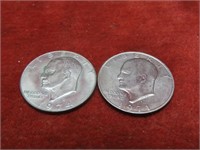 (2)Eisenhower Ike $1 dollar US coins.