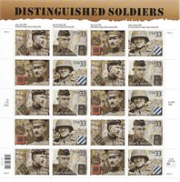 Distinguished soldiers stamp sheet 20 x 33 cent st