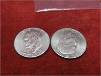 (2)Eisenhower Ike $1 dollar US coins.