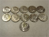 (11) 1967-69 Kennedy Silver Half Dollars 40% A