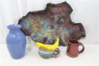 4 - '80s Darnell Adams+Assorted Art/Raku Pottery