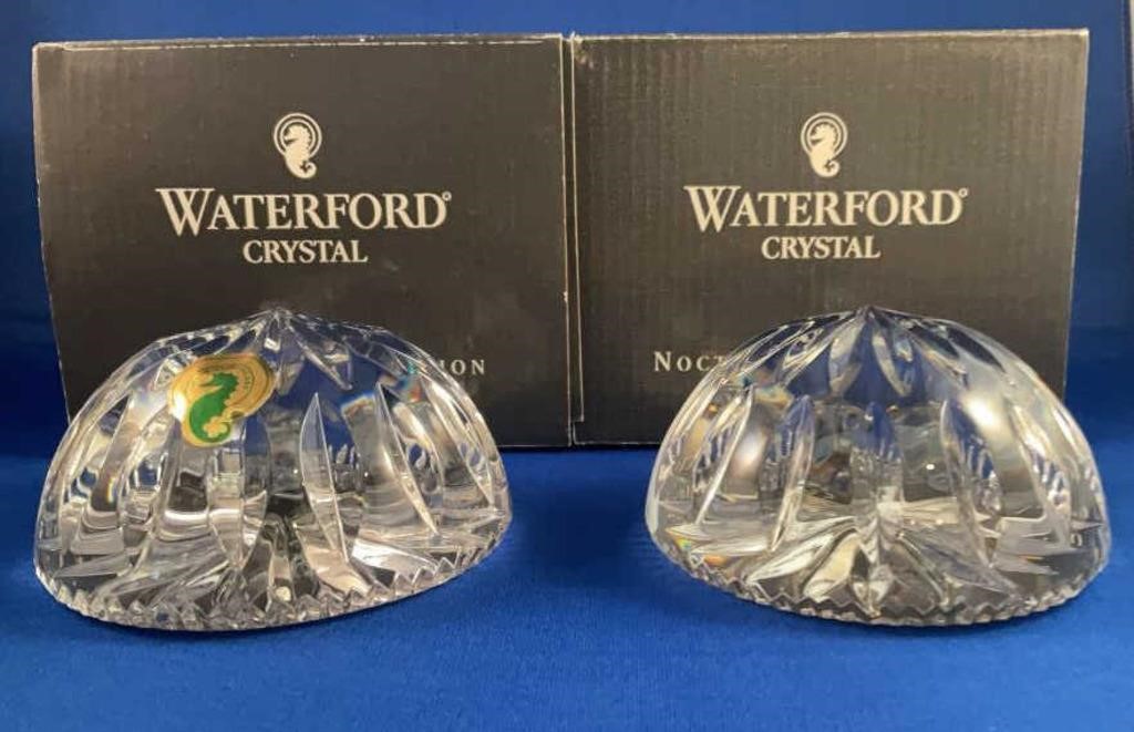 Pair of Waterford Orion Crystal Paperweights