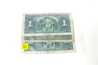 3- $1 Canadian notes, series of 1937
