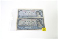 2- $5 Canadian notes, series of 1954