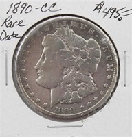 1890-CC Carson City Morgan Silver Dollar RARE DATE