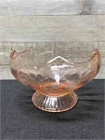 Vintage Etched Pink Glass Candy Bowl 6.5" Diameter