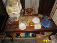 Coffee Table & Contents, Blue Flat Bowl,