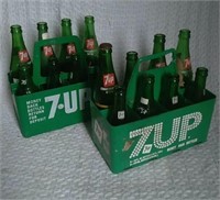 2 Plastic 7-UP crates w/ bottles