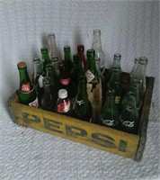 Wooden Pepsi crate with bottles