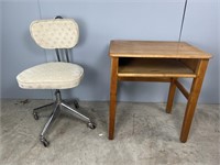 Wooden School Desk & Rolling Chair