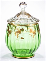 VICTORIAN PANEL-OPTIC GLASS PUNCH BOWL, green
