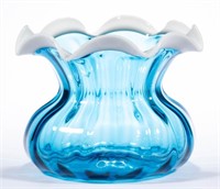 VICTORIAN PANEL-OPTIC GLASS VASE, blue,