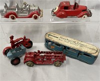 5 Vintage Cast Iron Vehicles
