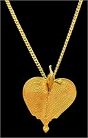 Goldtone Heart/Duck Pendant