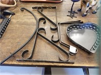 Heart shaped tin, 5 plant hanger brackets