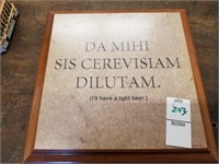 Latin beer plaque