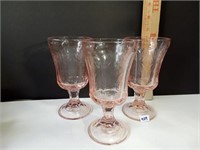 Indiana Glass Pink Depression Goblets (3)