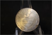 1968 Austria 5 Schilling Silver Coin