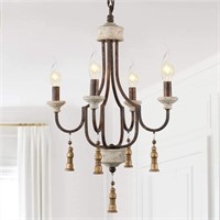 Handmade Wood French Country Chandelier