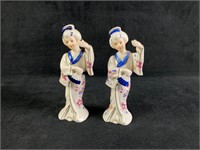 Two Japanese Geisha Porcelain Figurines