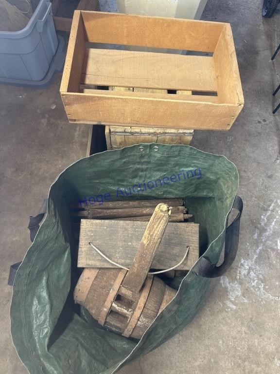 WOOD BOX 17X12TX13"D, WOOD MALLET, BIRD HOUSE,