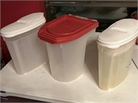 3 Plastic cereal containers.