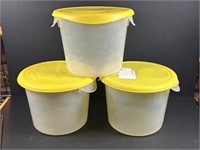 Lot of 3 large plastic containers with lids.