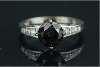 1.8ct Black Diamond & 0.09ct Diamond Ring CRV$4006