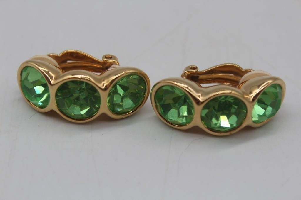 Swarovski  Green Crystal Clip on earrings