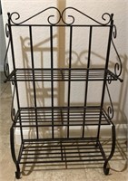 Three Tier Black Metal Collapsible Metal Shelf