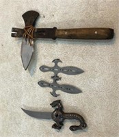 Gothic Ax Dagger & 2 Throwing Knives V12D