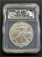 ICG MS70 US Silver Eagle First Day of Issue