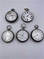 Early Silver Cased Key Wind Pocket Watches